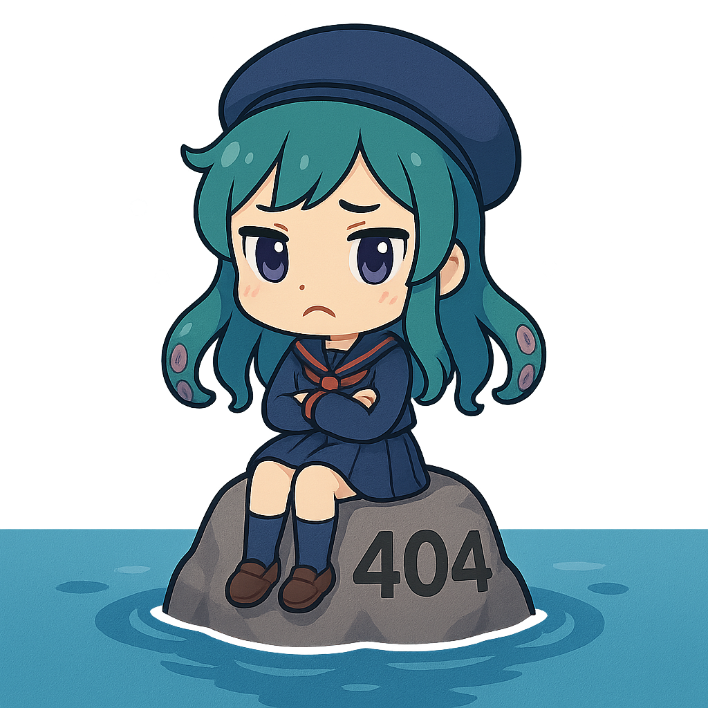 Nori sitting on a 404 rock